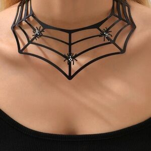 Spider web wire design rhinestone choker necklace custom made